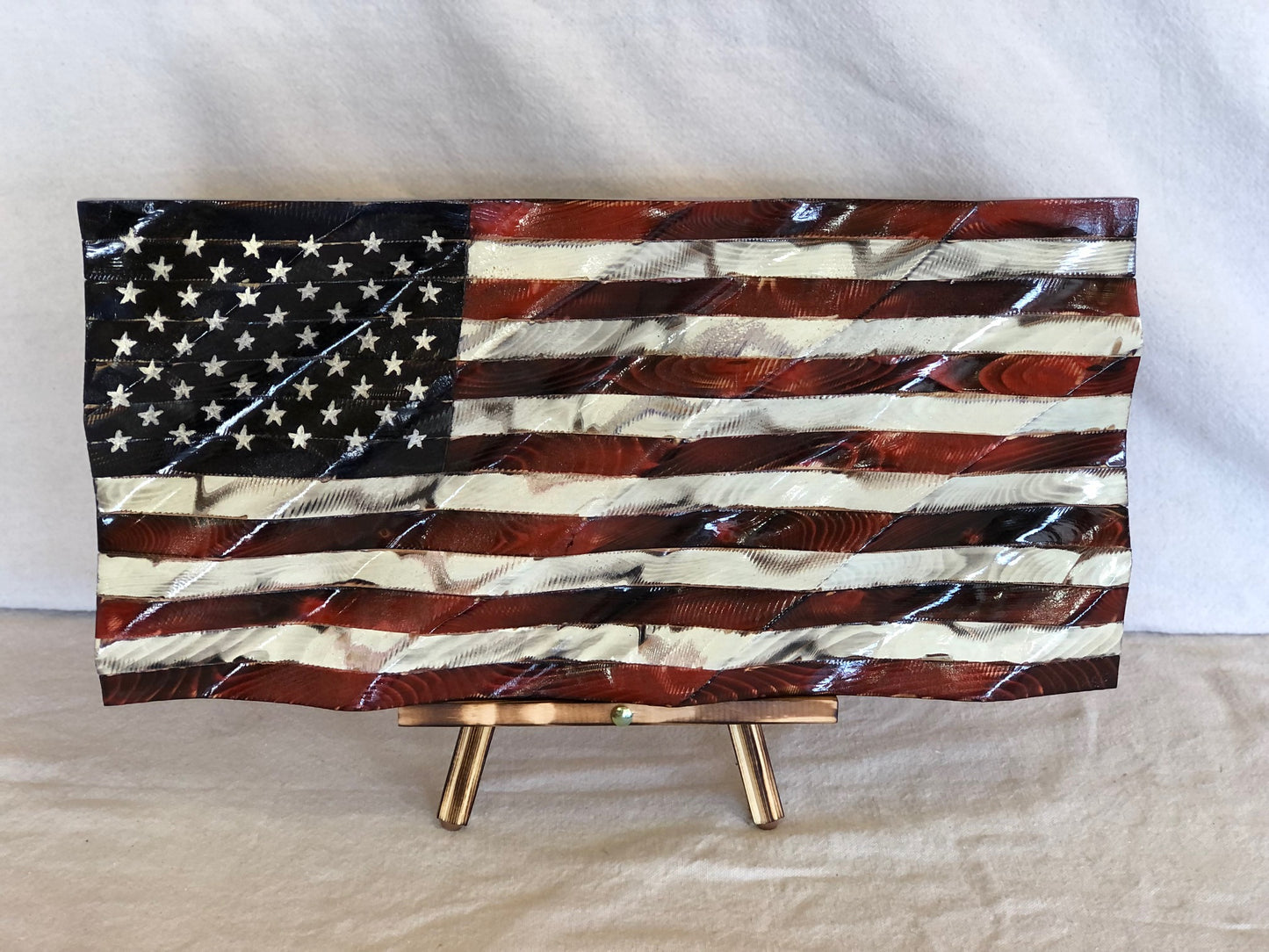 Small Wavy Wooden Distressed Flag