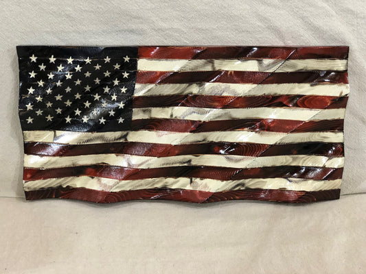 Small Wavy Wooden Distressed Flag